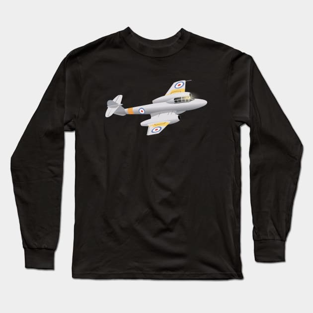 Gloster Meteor British WW2 Jet Fighter Long Sleeve T-Shirt by NorseTech